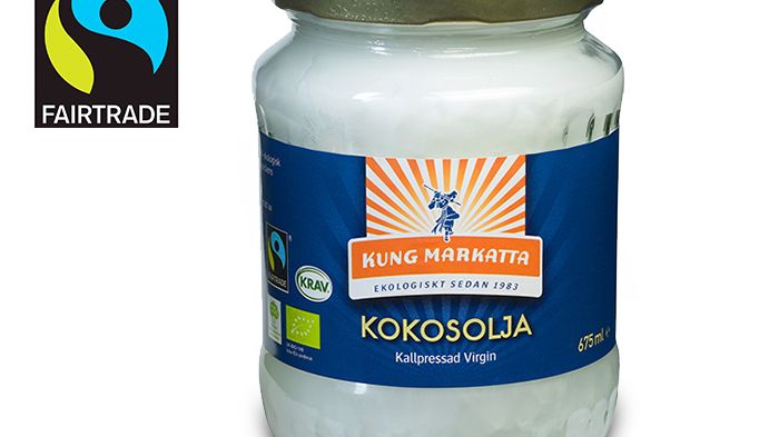 Kung Markattas kallpressade kokosolja 675 ml har blivit Fairtrade-märkt!