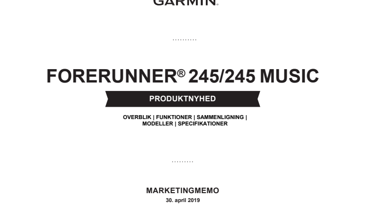 Produkt memo Forerunner 245
