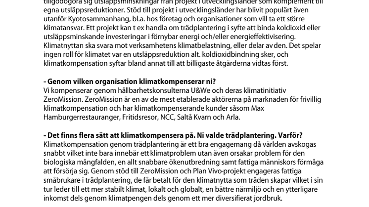 Q & A Sigtuna klimatkompensation 2012 