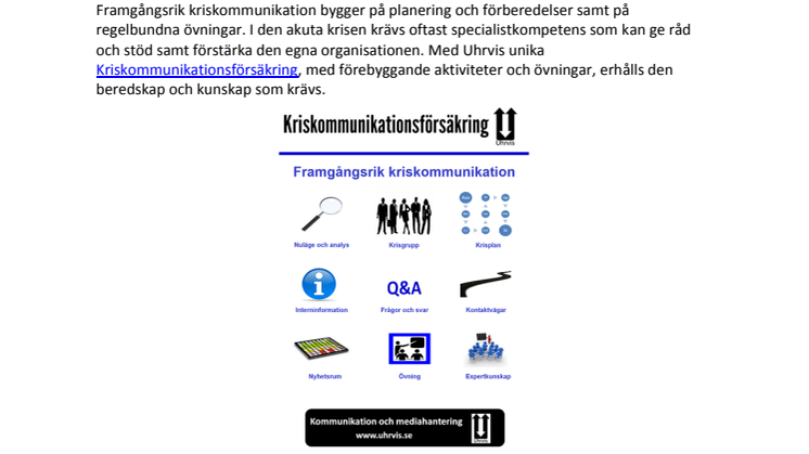 Kriskommunikationsförsäkring ger kunskap och beredskap