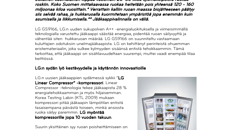 Tie ruokajätteen vähentämiseen käy LG:n jääkaapin kautta