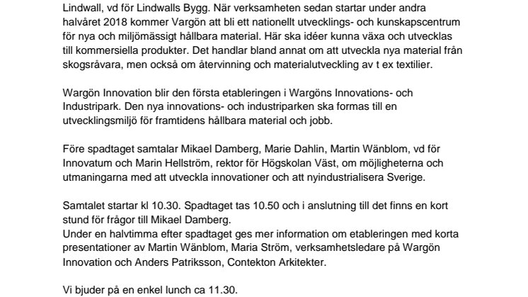 Första spadtaget för Wargön Innovations test- och demoanläggning i Vargön 