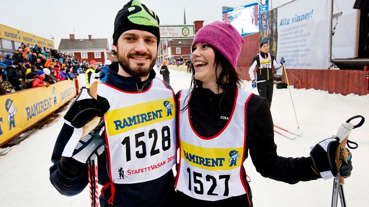 Prins Carl Philip och Sofia Hellqvist i StafettVasan 2014