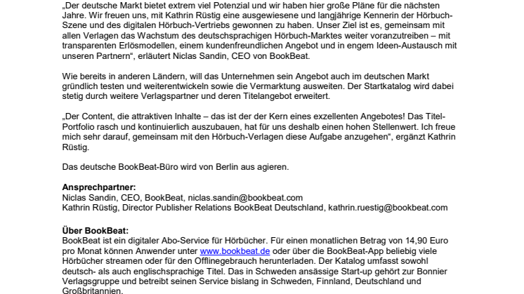 BookBeat Deutschland verstärkt sich im Content-Bereich