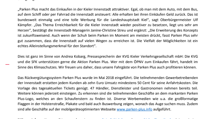 Parken Plus- Das Kostenrückerstattungssystem für den Innenstadt-Besuch wächst weiter
