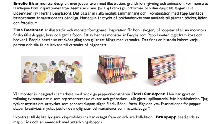 Emelie Ek Design för Papp limited