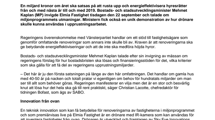 Miljonprogrammet kan få lyft av drönare 