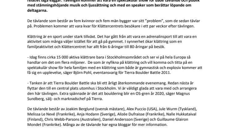 Klättring i världsklass på Tierra Boulder Battle i Stockholm
