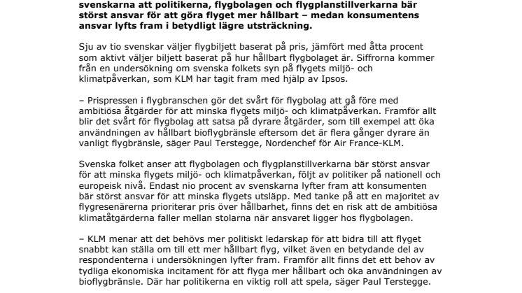 Prispress hindrar flygets gröna omställning