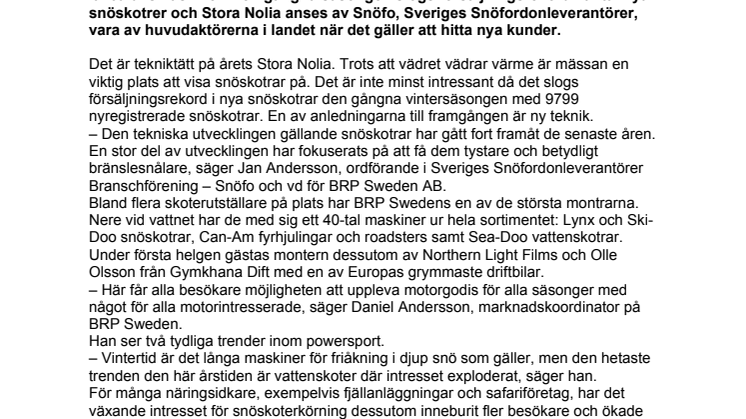 Tekniktätt på Stora Nolia med bland annat snöskotrar och multiskopor