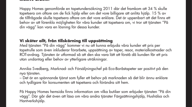 Happy Homes lanserar en ny tjänst som förenklar tapetsering 