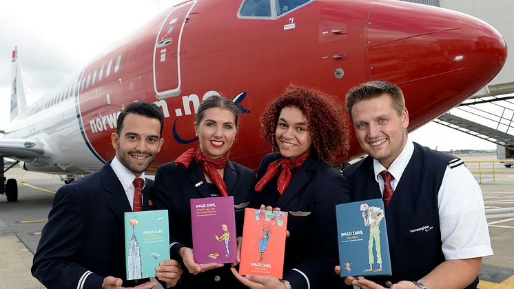 Norwegian crew with their favourite Roald Dahl books