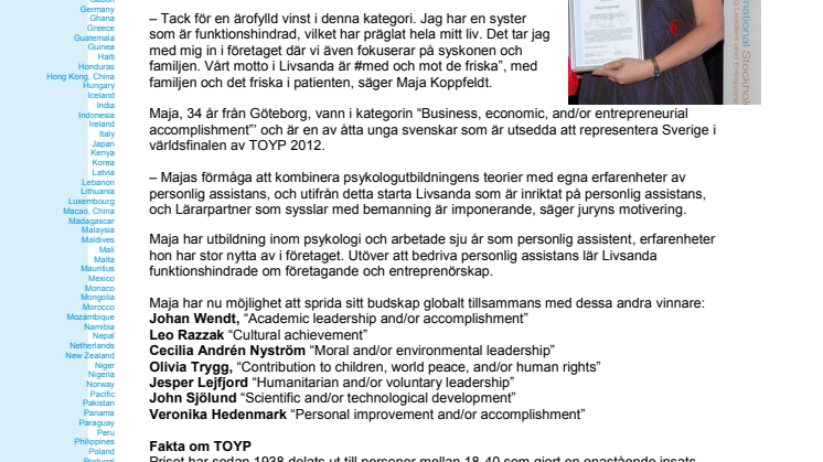 Maja Koppfeldt utsedd till Sveriges framtida ledare