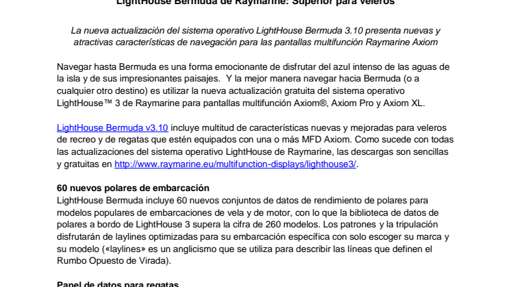 LightHouse Bermuda de Raymarine: Superior para veleros