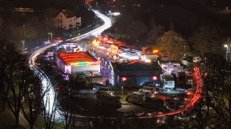 Das Ostervolksfest auf dem Tanzwerder in Hann. Münden von oben