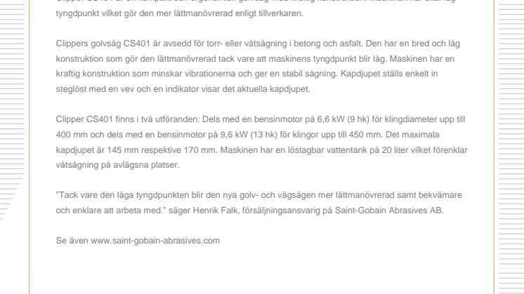 Ny golvsåg från Clipper
