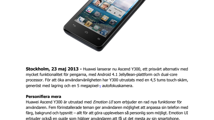 Huawei lanserar Ascend Y300 