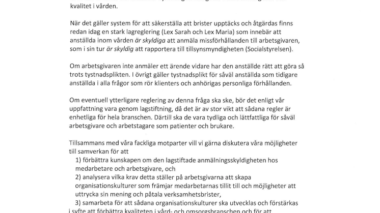 Arbetsgivaralliansen välkomnar utredning om meddelarskydd 