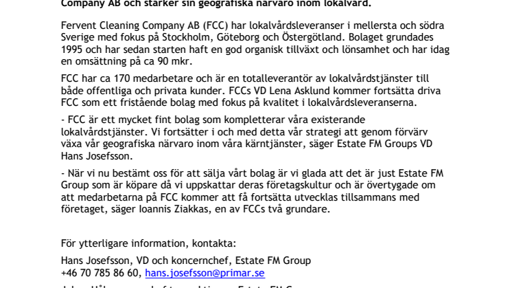 Estate FM Group förvärvar Fervent