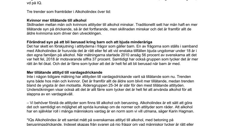 Allt mer tillåtande attityd till alkohol och berusning