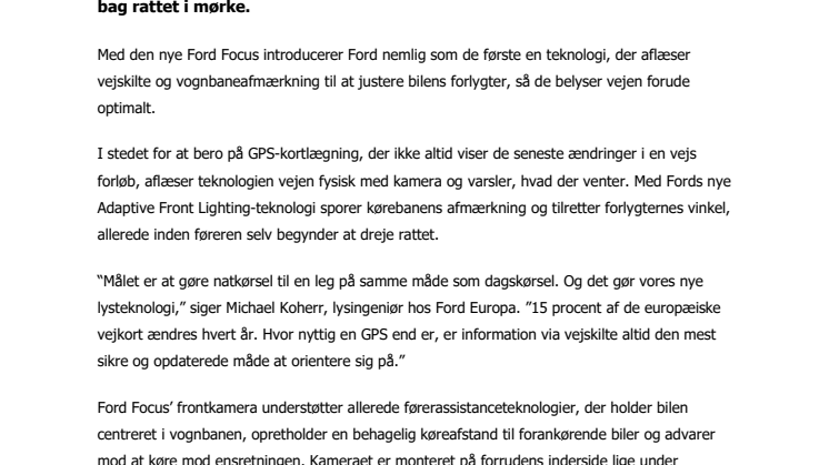 Natkørsel bliver til en leg med Fords nye lysteknologi