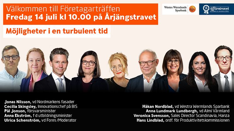 Ulrika Schenström ny moderator för företagarträff på Årjängstravet: "Tunga namn diskuterar aktuellt världsläge kopplat till företagande"