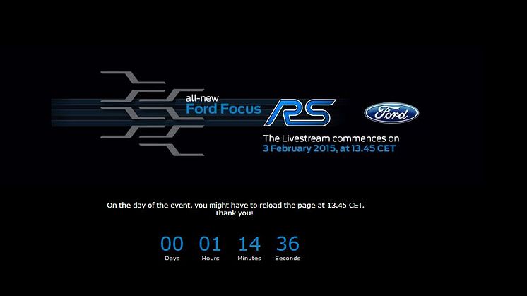 Se med når Ford afslører ny Focus RS live kl 13.45