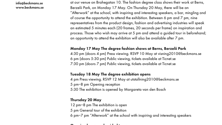 BECKMAN’S COLLEGE OF DESIGN’S DEGREE EXHIBITION 2010