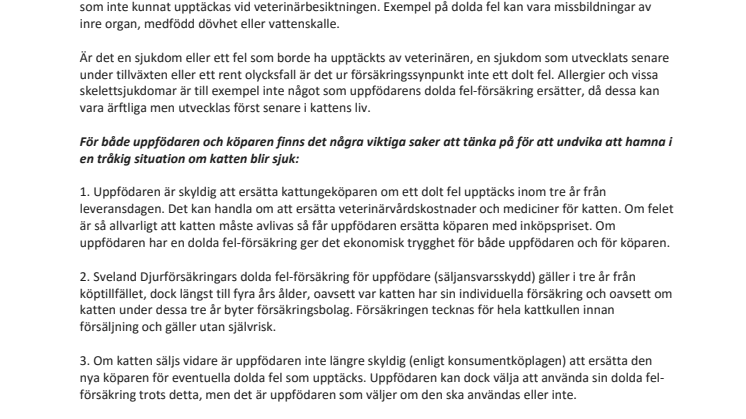 Dolda fel - för uppfödare och köpare