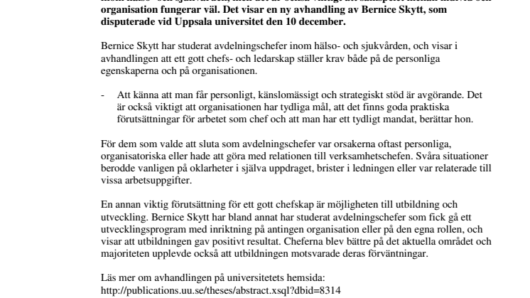 Personliga egenskaper och tydlig organisation gör en bra chef