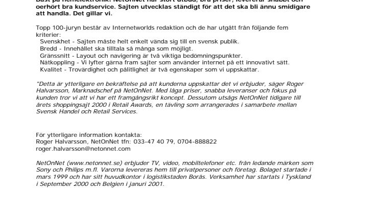 NetOnNet bästa shoppingsajt enligt Internetworld