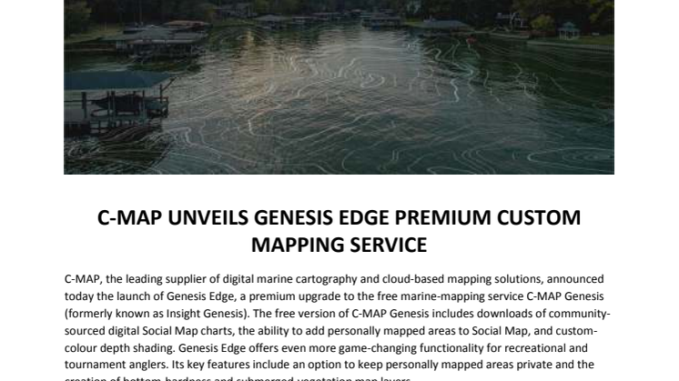 C-MAP Unveils Genesis Edge Premium Custom Mapping Service