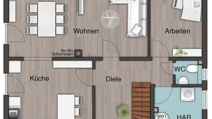 Grundriss Erdgeschoss Stadthaus Flair 152 RE