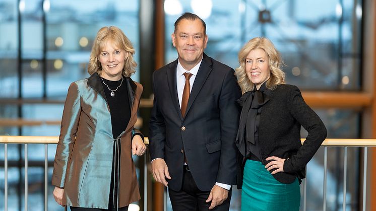 Lena Gumaelius, prorektor, Paul Pettersson, rektor, och Helena Jerregård, vice rektor för samverkan.jpg