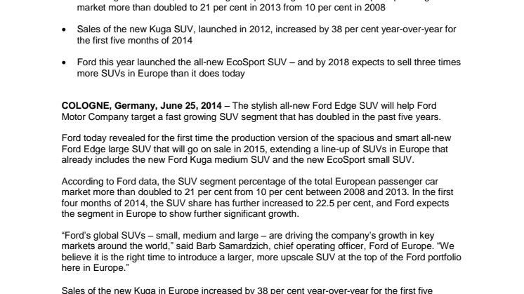 Ford afslører ny, stor suv til Europa