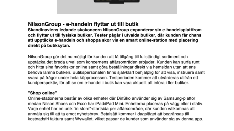 NilsonGroup - e-handeln flyttar ut till butik