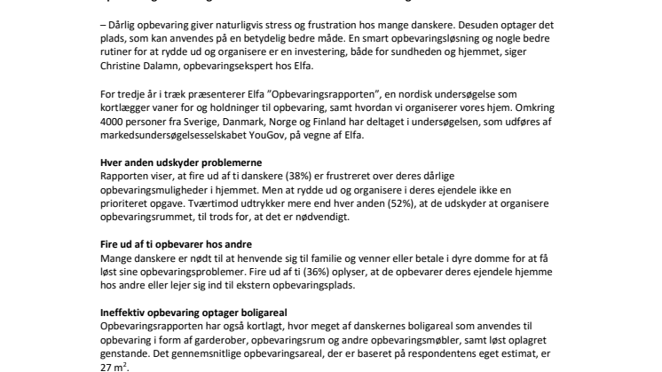 Elfa præsenterer Opbevaringsrapporten 2017: