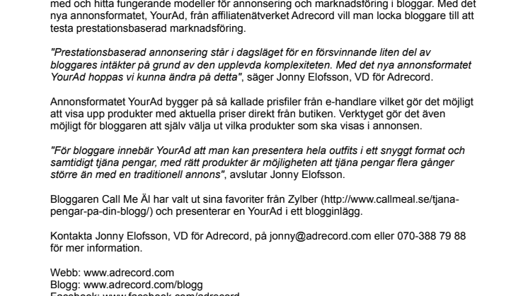 Nytt annonsformat ska göra bloggen lönsam