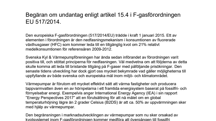 Undantag för värmepumpar – annars nås inte miljömålen