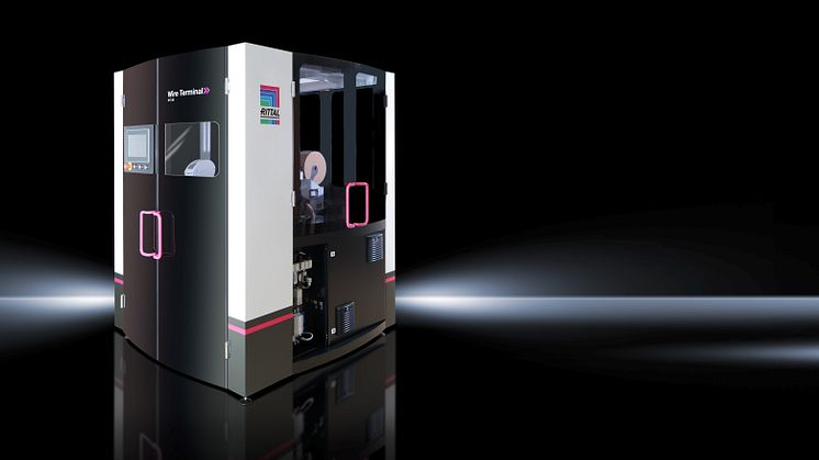 Den nya Wire Terminal från Rittal Automation Systems bearbetar helt automatiskt kabel med ett tvärsnitt från 0,5 mm² till 2,5 mm².