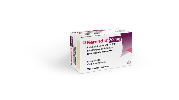 Finerenon (Kerendia) för behandling av kronisk njursjukdom (stadium 3 och 4 med albuminuri) i samband med typ 2-diabetes hos vuxna.