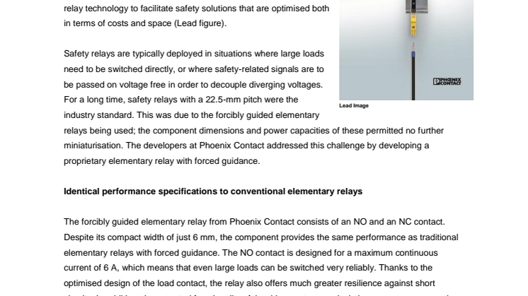 Miniaturising safety relays with forced guidance