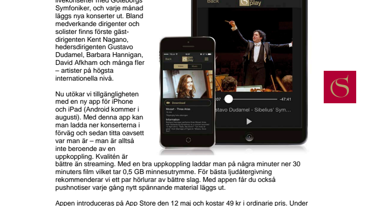 Ny app för livekonserter med Göteborgs Symfoniker