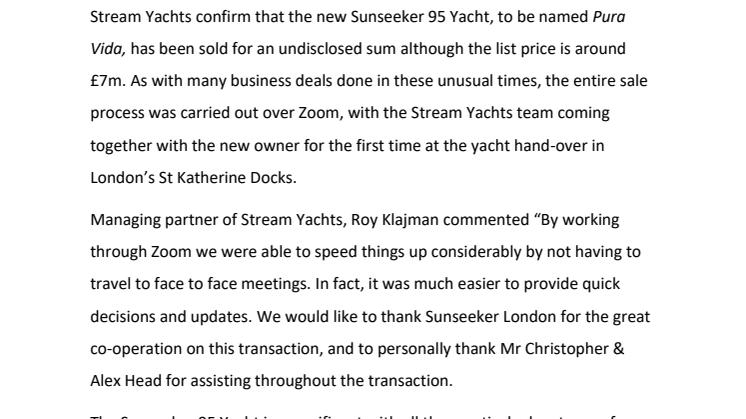 COVID 19 Brings Isolation Afloat Boost To Big Yacht Market