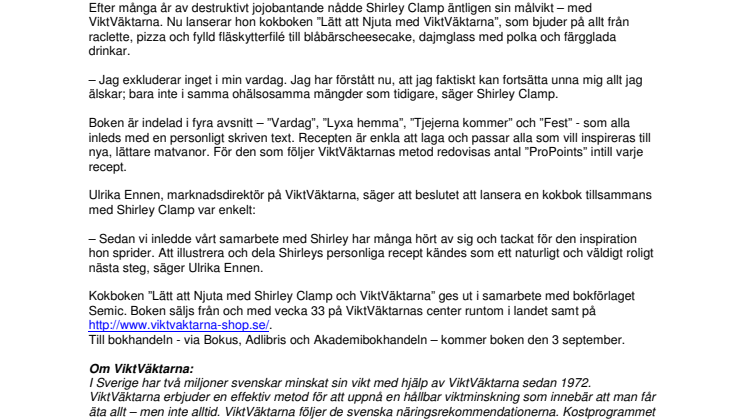  Shirley Clamp ger ut kokbok med ViktVäktarna