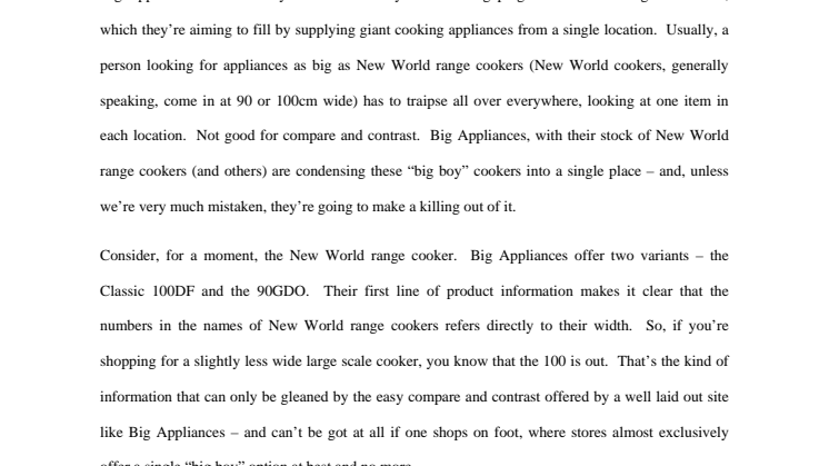 Big boys at small prices – New World range cookers complete the Big Appliances roster