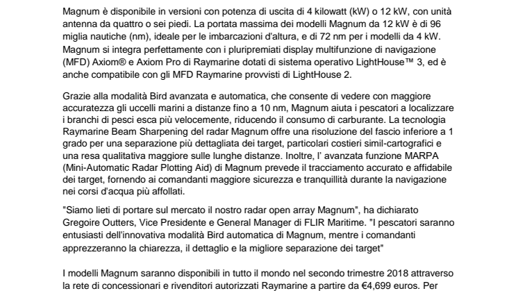 Raymarine: FLIR presenta il radar marino ad alte prestazioni Raymarine Magnum 
