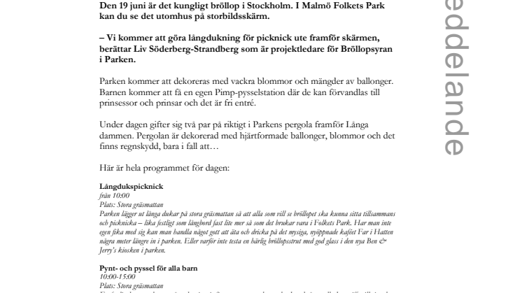 Bröllopsyra i Folkets Park