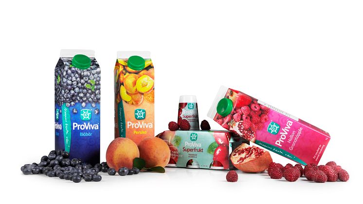 ProViva Persika, Superfrukt, Hallon Granatäpple och Blåbär