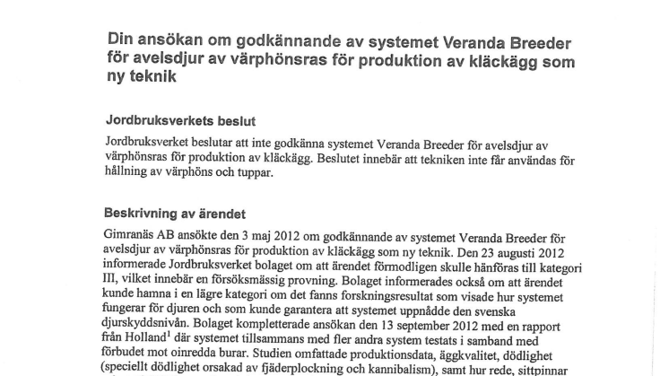 Beslut Jordbruksverket - bursystem Gimranäs AB